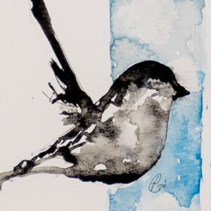 Chickadee on Blue